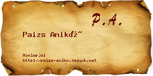 Paizs Anikó névjegykártya